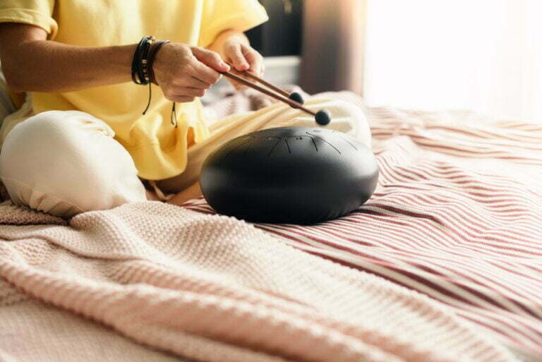 sound healing from steel stick and pot instrument