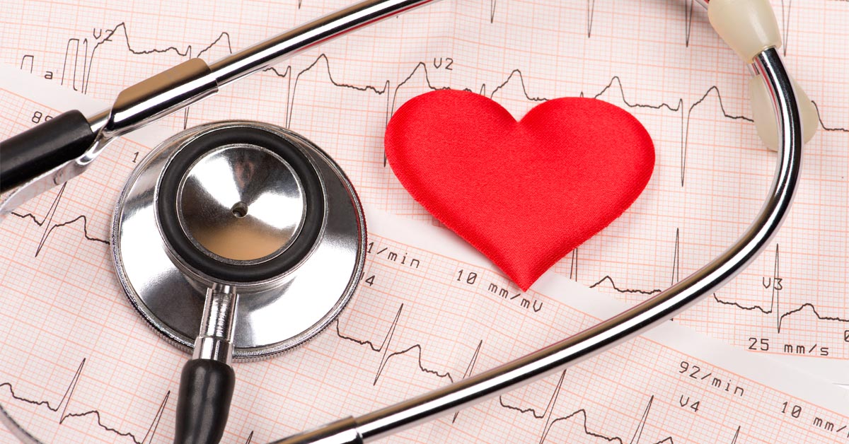 cardiogram chart with heart and stethoscope