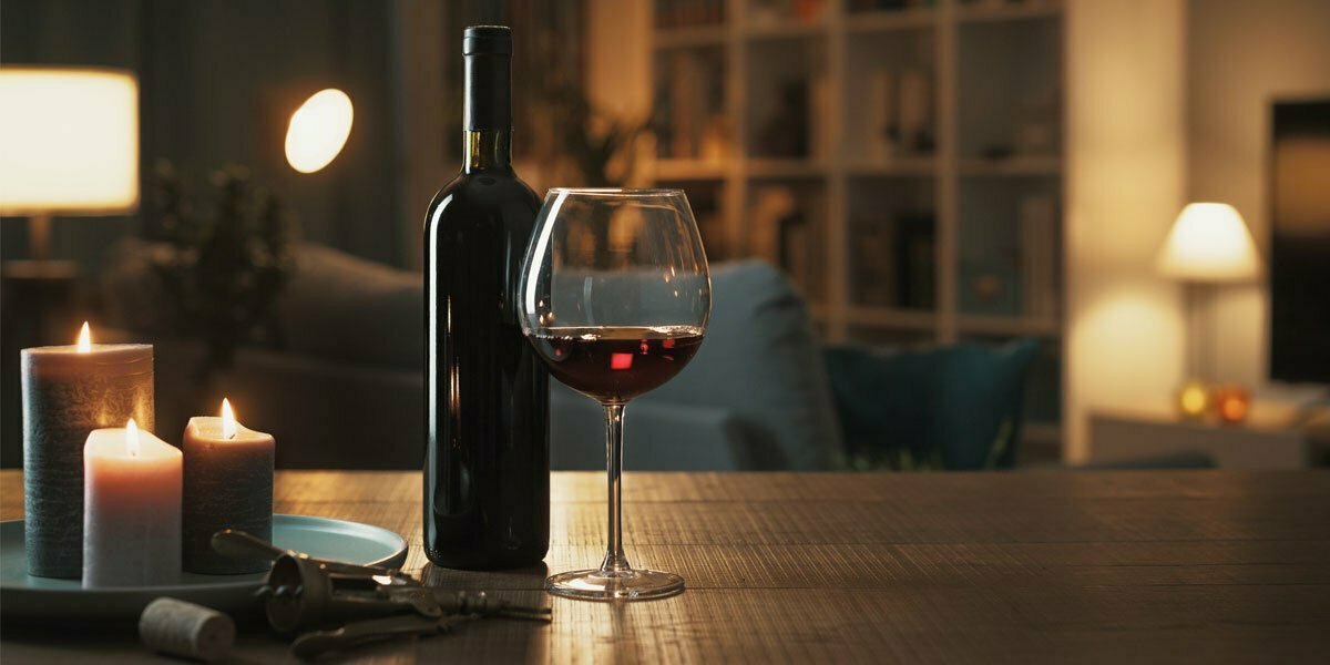 red wine glass and bottle for good health