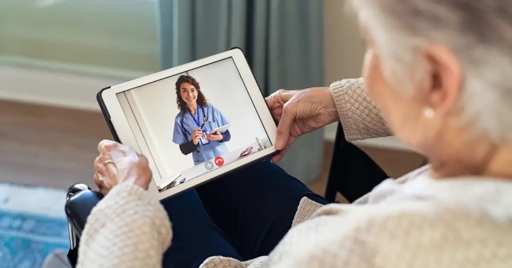 patient doctor on video call for telehealth monitoring and rpm