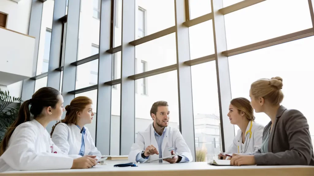 doctors in a meeting discussing patient safety