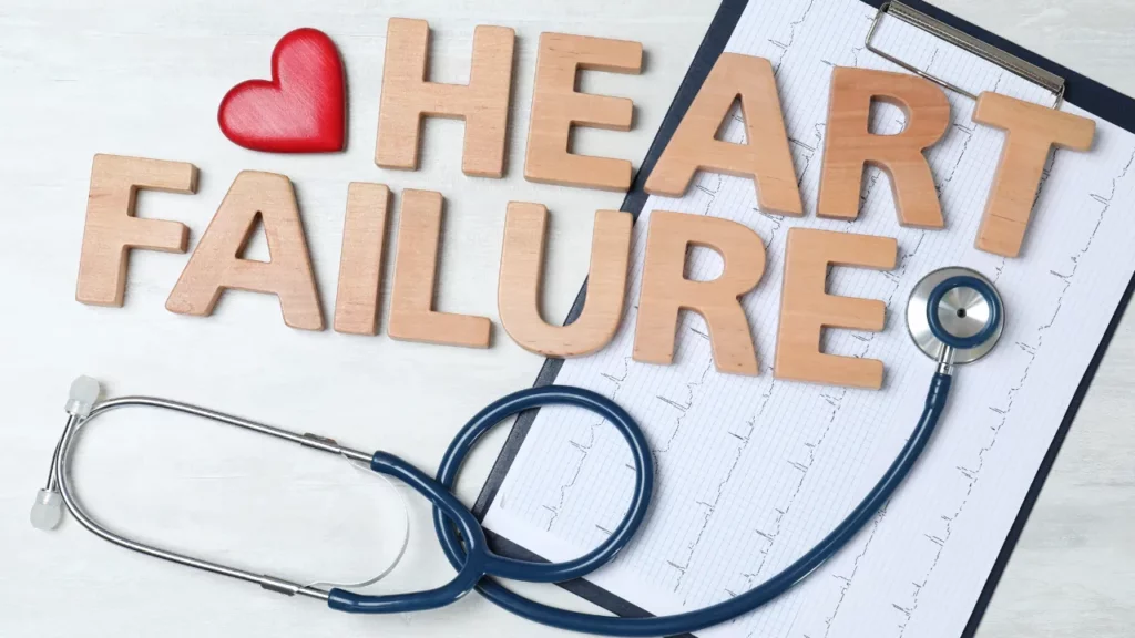 heart failure text with stethoscope