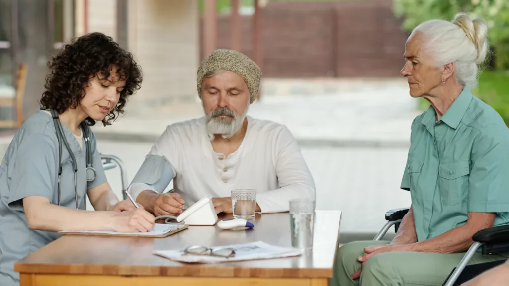 rural healthcare doctor with patient